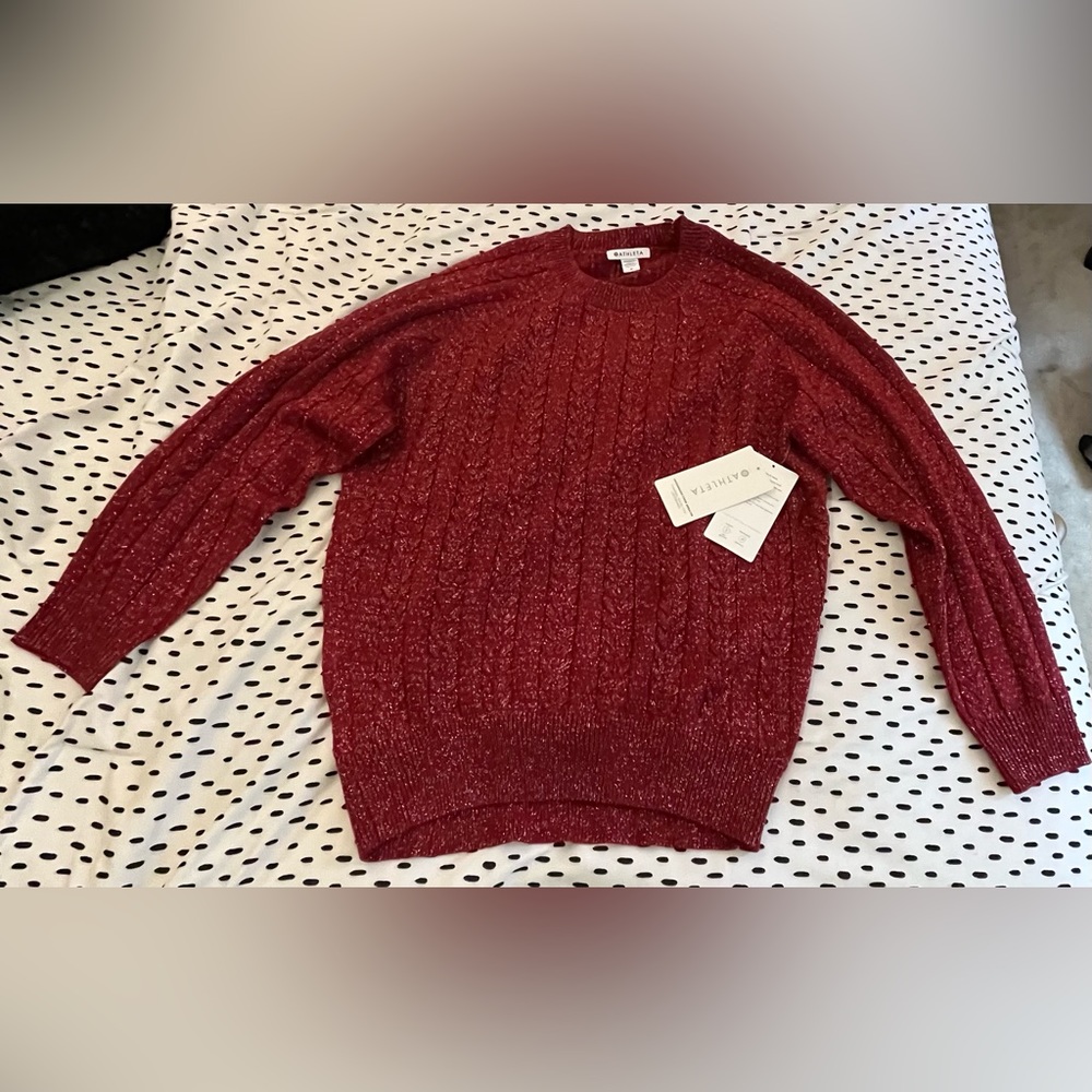 NWT Athleta Sparkly Red Sweater